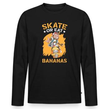 Skate Or Eat Bananas Chimpanzee Monkey Skater - Men's Premium Organic Long Sleeve Shirt - black - Front - Nico (187cm)