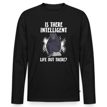 Is There Intelligent Life Out There Chimpanzee - Men's Premium Organic Long Sleeve Shirt - black - Front - Nico (187cm)
