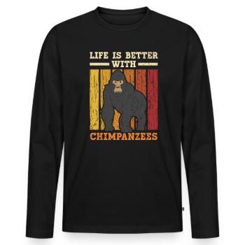 Life Is Better With Chimpanzees Monkey Zookeeper - Men's Premium Organic Long Sleeve Shirt - black - Front - Nico (187cm)