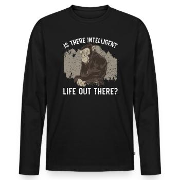 Is There Intelligent Life Out There Chimpanzee - Men's Premium Organic Long Sleeve Shirt - black - Front - Nico (187cm)