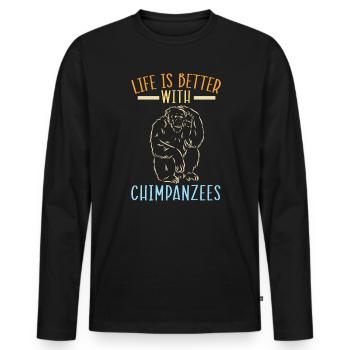 Life Is Better With Chimpanzees Monkey Zookeeper - Men's Premium Organic Long Sleeve Shirt - black - Front - Nico (187cm)