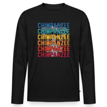 Rétro Chimpanzé Singe Faune AnimalIer Gardien - T-shirt manches longues Premium bio Homme - noir - Devant - Nico (187cm)