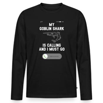 My Goblin Shark Is Calling And I Must Go Animal - Men's Premium Organic Long Sleeve Shirt - black - Front - Nico (187cm)