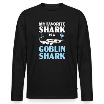 My Favorite Shark Is A Goblin Shark Animal Lover - Men's Premium Organic Long Sleeve Shirt - black - Front - Nico (187cm)