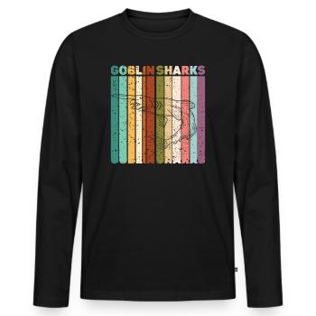 Retro Goblin Shark Animal Lover Marine Biologist - Men's Premium Organic Long Sleeve Shirt - black - Front - Nico (187cm)