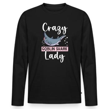 Crazy Goblin Shark Lady Animal Marine Biologist - Men's Premium Organic Long Sleeve Shirt - black - Front - Nico (187cm)