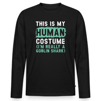 I'm Really A Goblin Shark Animal Marine Biologist - Men's Premium Organic Long Sleeve Shirt - black - Front - Nico (187cm)
