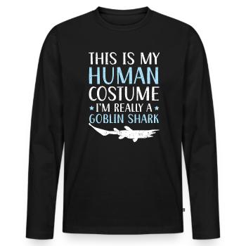 I'm Really A Goblin Shark Animal Marine Biologist - Men's Premium Organic Long Sleeve Shirt - black - Front - Nico (187cm)