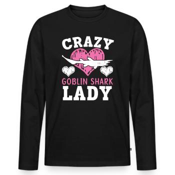 Crazy Goblin Shark Lady Animal Marine Biologist - Men's Premium Organic Long Sleeve Shirt - black - Front - Nico (187cm)