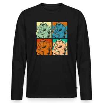 Retro Proboscis Affe Ape Tierpfleger - Männer Premium Bio Langarmshirt - Schwarz - Vorne - Nico (187cm)