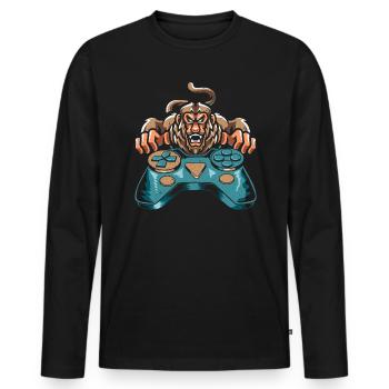 Gamer Proboscis Monkey Ape Wildlife Zookeeper - Men's Premium Organic Long Sleeve Shirt - black - Front - Nico (187cm)