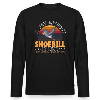 Ein Tag ohne Schuhschnabelliebhaber Storchvogelflüsterer - Männer Premium Bio Langarmshirt - Schwarz - Vorne - Nico (187cm)