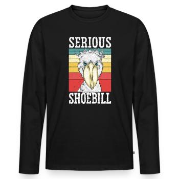 Ernsthafter Schuhschnabel Storch Vogelflüsterer Walkopf - Männer Premium Bio Langarmshirt - Schwarz - Vorne - Nico (187cm)