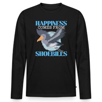 Glück kommt von Schuhschnabel-Storchvogelflüsterer - Männer Premium Bio Langarmshirt - Schwarz - Vorne - Nico (187cm)