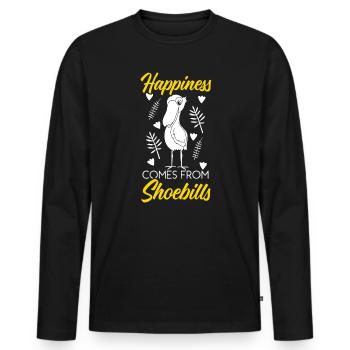 Glück kommt von Schuhschnabel-Storchvogelflüsterer - Männer Premium Bio Langarmshirt - Schwarz - Vorne - Nico (187cm)