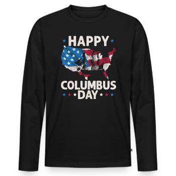 Happy Columbus Day Christoph Kolumbus Navigator - Männer Premium Bio Langarmshirt - Schwarz - Vorne - Nico (187cm)