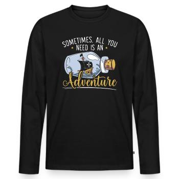 Alles, was Sie brauchen, ist ein Abenteuer Happy Columbus Day - Männer Premium Bio Langarmshirt - Schwarz - Vorne - Nico (187cm)