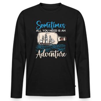 Alles, was Sie brauchen, ist ein Abenteuer Happy Columbus Day - Männer Premium Bio Langarmshirt - Schwarz - Vorne - Nico (187cm)