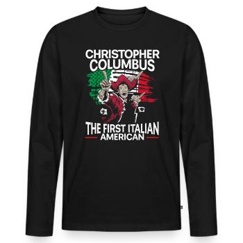 Christophe Colomb le premier Italo-Américain - T-shirt manches longues Premium bio Homme - noir - Devant - Nico (187cm)