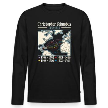 Jour de Christophe Colomb Italo-Américain - T-shirt manches longues Premium bio Homme - noir - Devant - Nico (187cm)