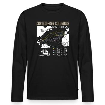 Jour de Christophe Colomb Italo-Américain - T-shirt manches longues Premium bio Homme - noir - Devant - Nico (187cm)