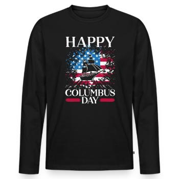 Happy Columbus Day Christoph Kolumbus Navigator - Männer Premium Bio Langarmshirt - Schwarz - Vorne - Nico (187cm)