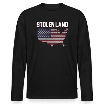 Stolen Land USA Flag Indigenous Native American - Men's Premium Organic Long Sleeve Shirt - black - Front - Nico (187cm)
