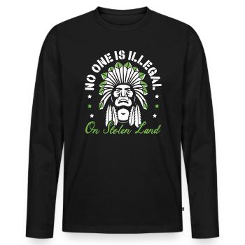 Niemand ist illegal auf gestohlenem Land Indigene - Männer Premium Bio Langarmshirt - Schwarz - Vorne - Nico (187cm)