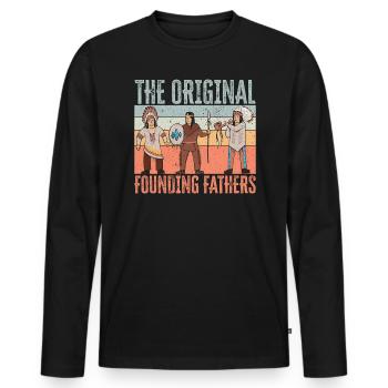 Les premiers pères fondateurs des peuples autochtones - T-shirt manches longues Premium bio Homme - noir - Devant - Nico (187cm)