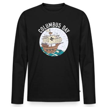 Kolumbus-Tag Christoph Kolumbus Italienisch-Amerikaner - Männer Premium Bio Langarmshirt - Schwarz - Vorne - Nico (187cm)