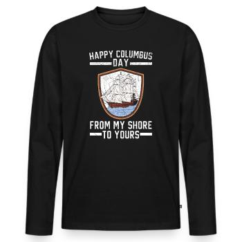 Bonne journée de Christophe Colomb de mon rivage au vôtre - T-shirt manches longues Premium bio Homme - noir - Devant - Nico (187cm)