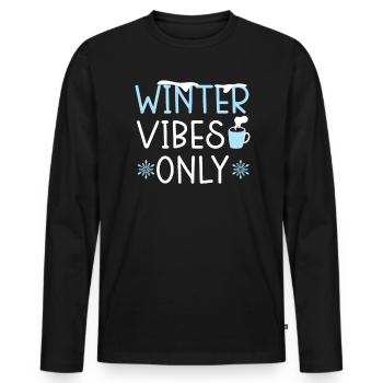 Winter Vibes Only Snow Snowy Winter Season Coffee - Men's Premium Organic Long Sleeve Shirt - black - Front - Nico (187cm)