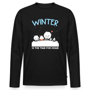 Winter Is The Time For Home Snow Winter Season - Men's Premium Organic Long Sleeve Shirt - black - Front - Nico (187cm)