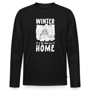 Winter Is The Time For Home Snow Winter Season - Men's Premium Organic Long Sleeve Shirt - black - Front - Nico (187cm)