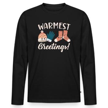 Warmest Greetings Snow Snowy Climate Winter Season - Men's Premium Organic Long Sleeve Shirt - black - Front - Nico (187cm)