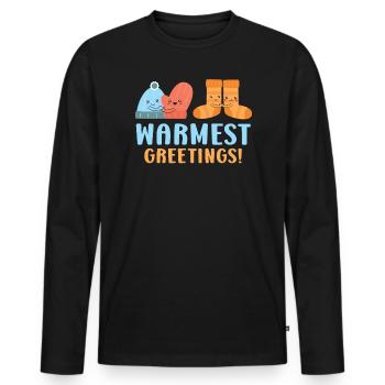 Warmest Greetings Snow Snowy Climate Winter Season - Men's Premium Organic Long Sleeve Shirt - black - Front - Nico (187cm)