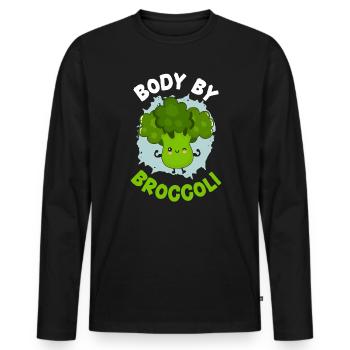 Body By Brokkoli Gemüse Vegan Broccoholic - Männer Premium Bio Langarmshirt - Schwarz - Vorne - Nico (187cm)
