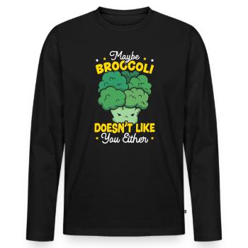 Vielleicht mag Brokkoli Sie auch nicht Gemüse - Männer Premium Bio Langarmshirt - Schwarz - Vorne - Nico (187cm)