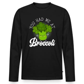 Du hattest mich bei Brokkoli Gemüse Vegan Broccoholic - Männer Premium Bio Langarmshirt - Schwarz - Vorne - Nico (187cm)