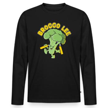 Brocco Lee Vegetable Vegetarian Vegan Broccoli - Men's Premium Organic Long Sleeve Shirt - black - Front - Nico (187cm)