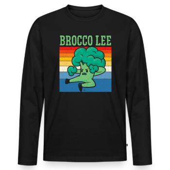 Brocco Lee Gemüse Vegetarisch Veganer Brokkoli - Männer Premium Bio Langarmshirt - Schwarz - Vorne - Nico (187cm)