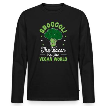 Brokkoli Der Speck der veganen Welt Broccoholic - Männer Premium Bio Langarmshirt - Schwarz - Vorne - Nico (187cm)