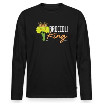 Brokkoli King Broccoholic Gemüse vegetarisch - Männer Premium Bio Langarmshirt - Schwarz - Vorne - Nico (187cm)