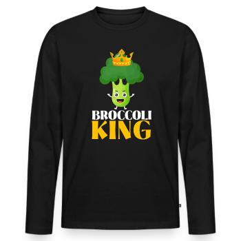 Brokkoli King Broccoholic Gemüse vegetarisch - Männer Premium Bio Langarmshirt - Schwarz - Vorne - Nico (187cm)