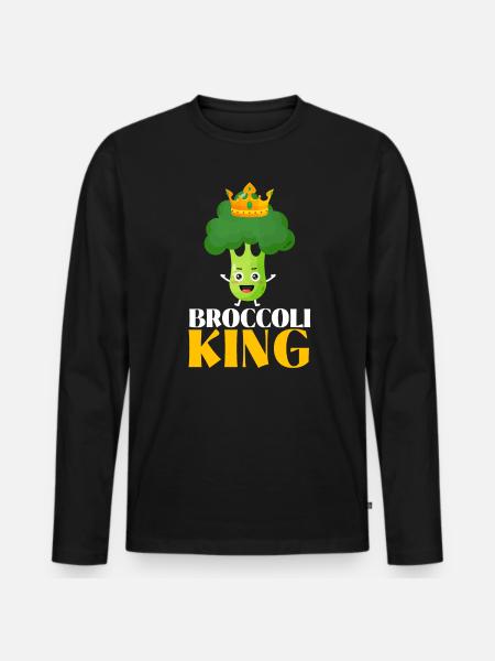 Broccoli King Broccoholic Vegetable Vegetarian - Men's Premium Organic Long Sleeve Shirt - black