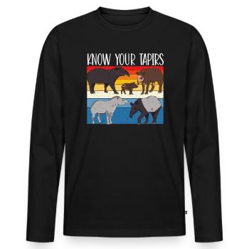 Know Your Tapirs Wildlife Animal Zookeeper Tapir - Men's Premium Organic Long Sleeve Shirt - black - Front - Nico (187cm)