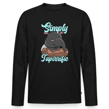 Simply Tapirrific Wildlife Animal Zookeeper Tapir - Men's Premium Organic Long Sleeve Shirt - black - Front - Nico (187cm)