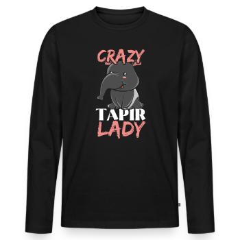 Crazy Tapir Lady Wildlife Animal Zookeeper Tapir - Men's Premium Organic Long Sleeve Shirt - black - Front - Nico (187cm)