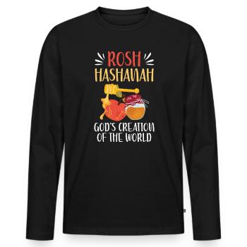 Rosh Hashanah God's Creation Of The World Jewish - Men's Premium Organic Long Sleeve Shirt - black - Front - Nico (187cm)