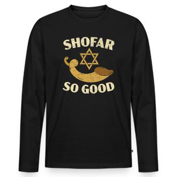 Shofar Si Bon Rosh Hashanah Nouvel An juif - T-shirt manches longues Premium bio Homme - noir - Devant - Nico (187cm)